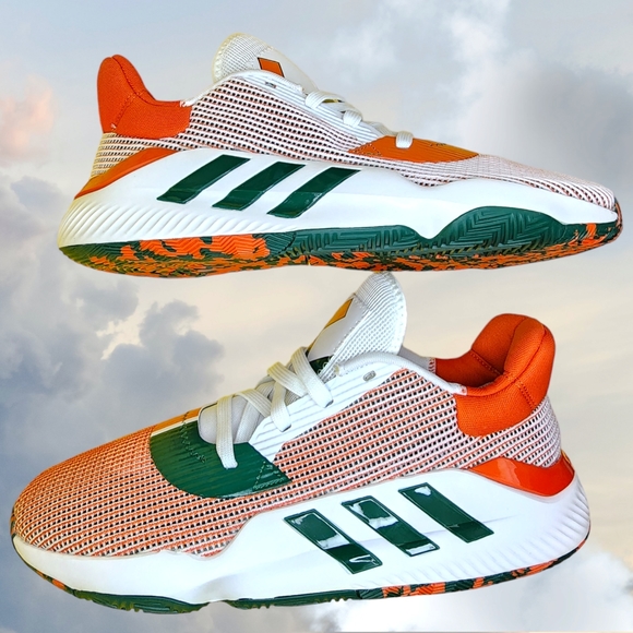 NWT Adidas USF Miami Hurricanes Basketball Pro Bounce 2019 Low Tops Size 12 Mens - Picture 4 of 16